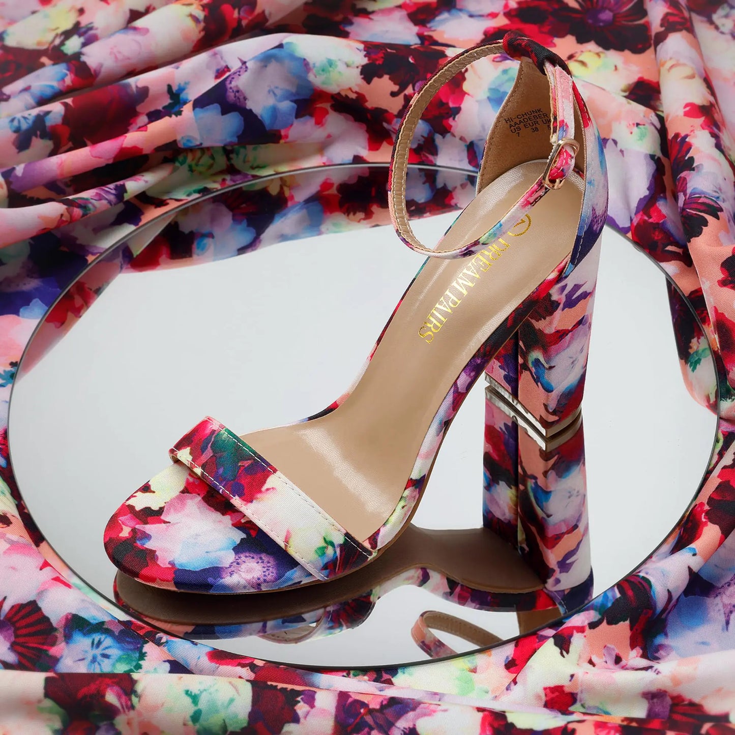 DREAM PAIRS Women's Hi-Chunk High Heel Pump Sandals 8.5 Floral