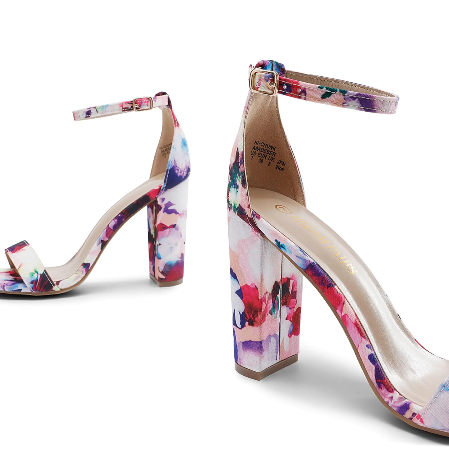 DREAM PAIRS Women's Hi-Chunk High Heel Pump Sandals 8.5 Floral