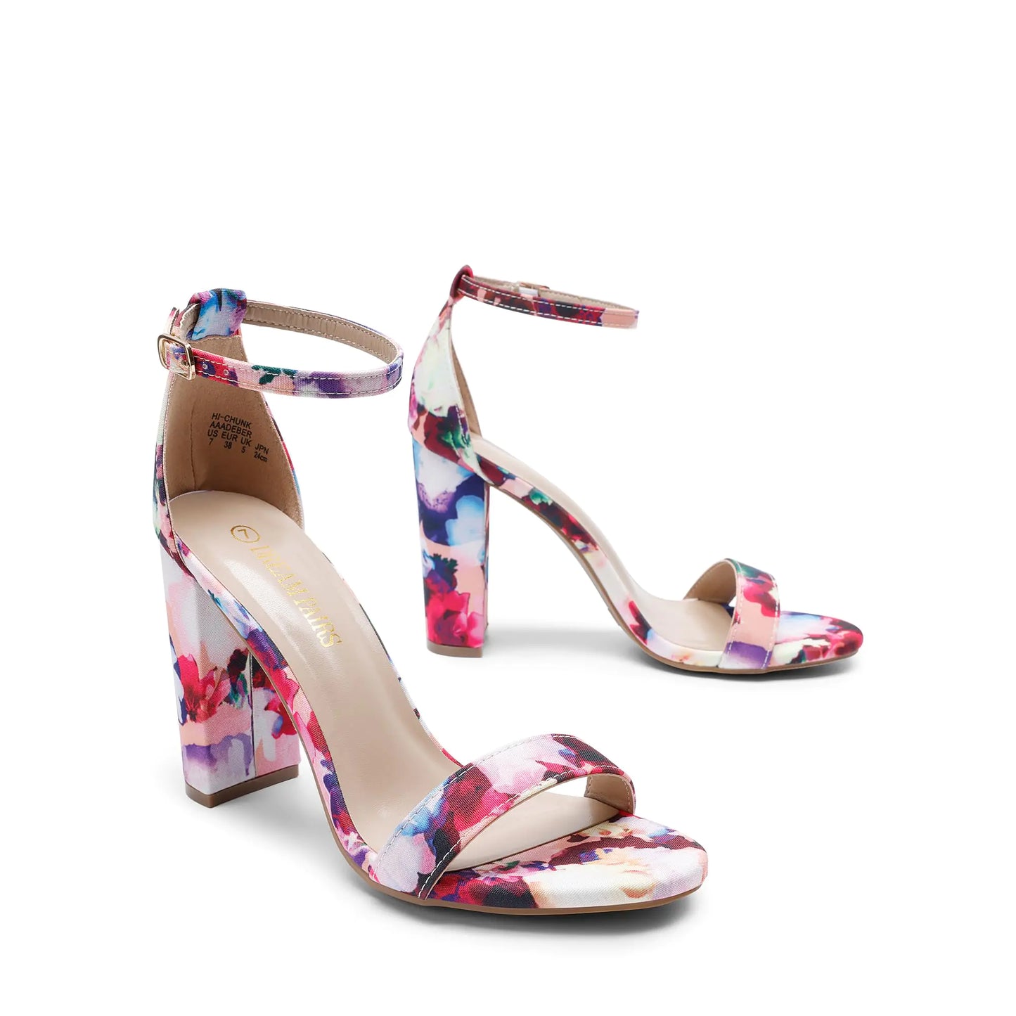 DREAM PAIRS Women's Hi-Chunk High Heel Pump Sandals 8.5 Floral